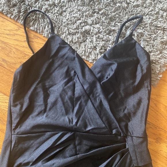Fashion Q Black Waist Wrap Around Mini Spaghetti Dress Size Medium - Picture 5 of 12